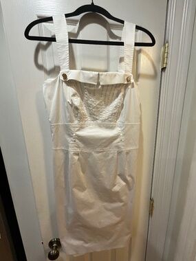 Antoni Melani White Corset Pintuck Maxi Dress Bridal Size: 10. Pre Owned